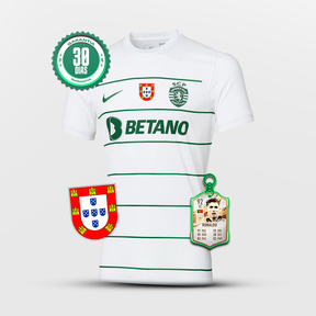 Camisola Sporting CP Away 2023/24 - Branca e Verde + Badge Quinas 🏆