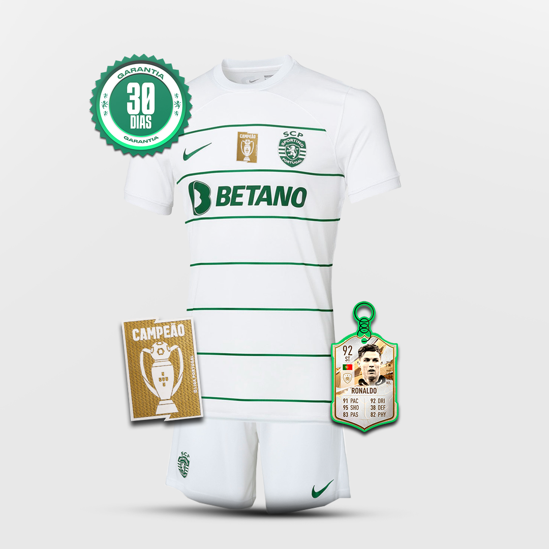 Conjunto infantil Sporting CP Away 2023/2024 Branco e Verde