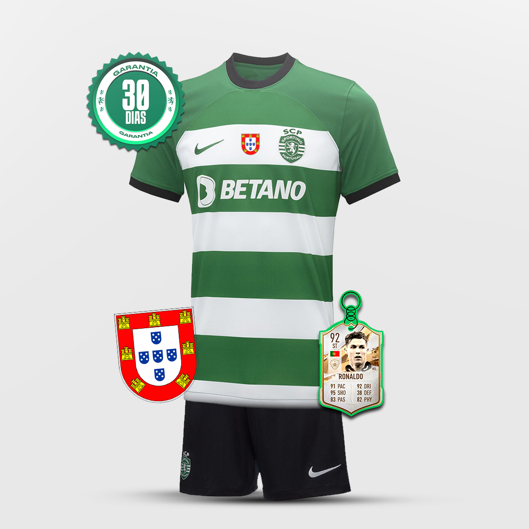 Conjunto infantil Sporting CP Home 2023/2024 Verde e Branco