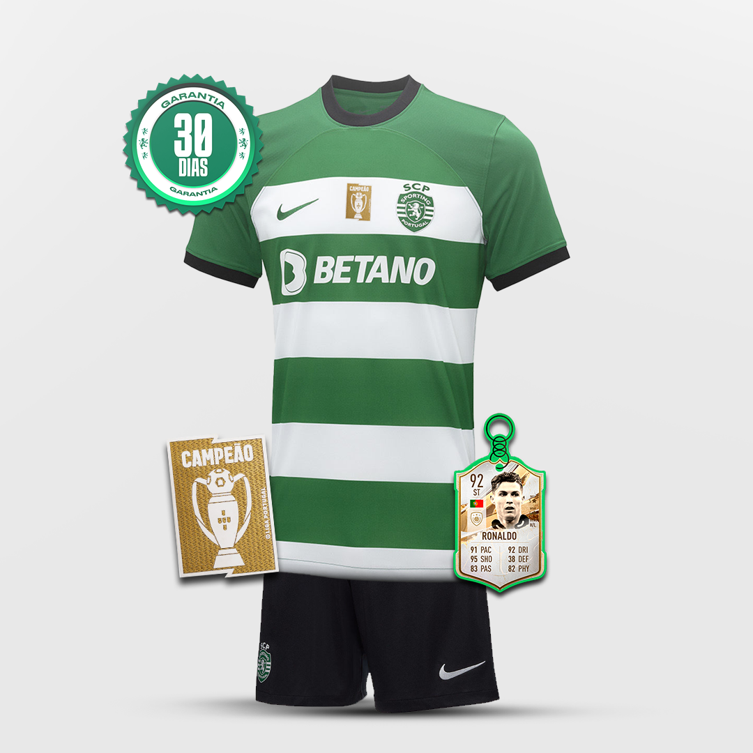 Conjunto Infantil Sporting CP Home 2023/2024 Verde e Branco