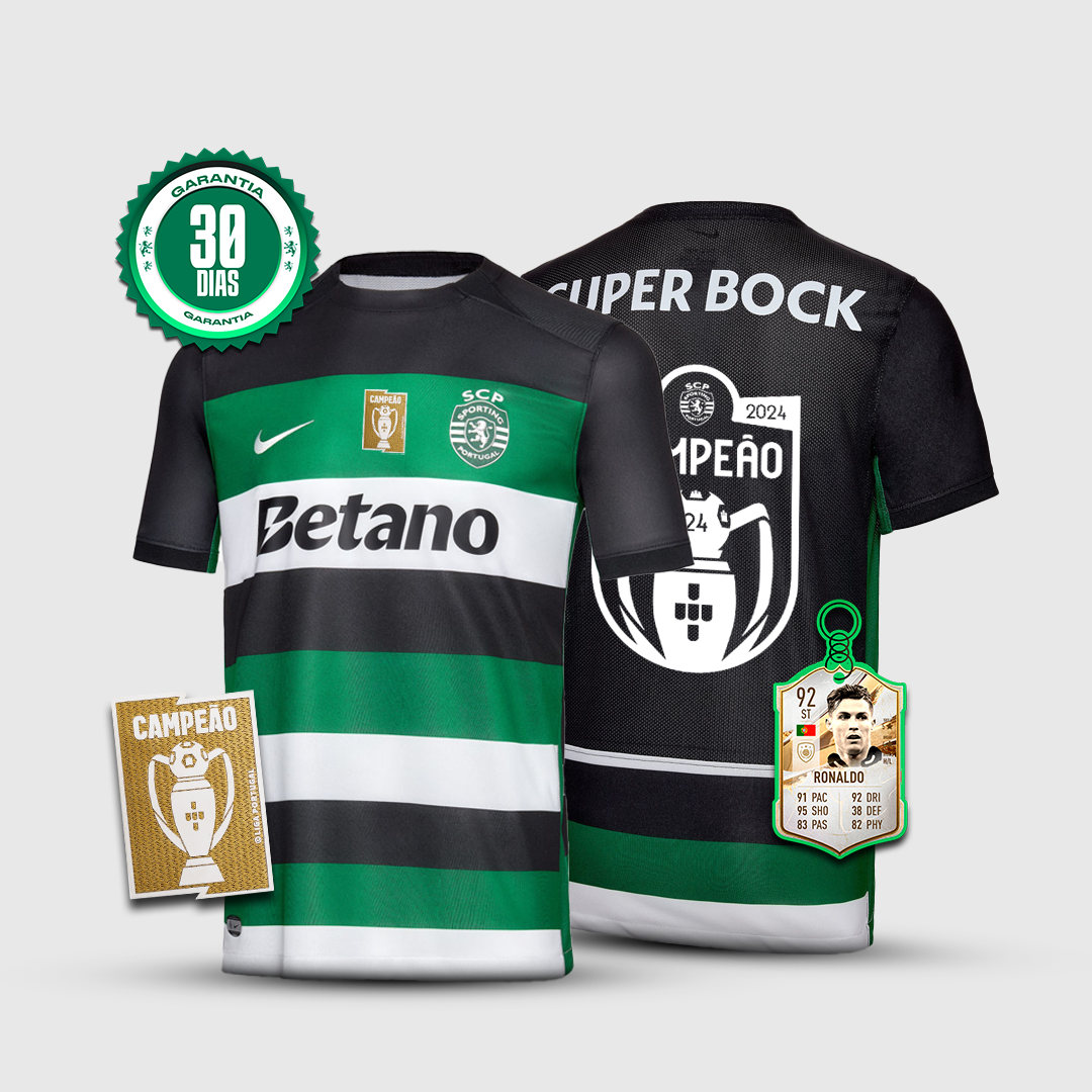 Camisola Sporting CP 2024/2025 Preta e Verde Campeão + 5 PRENDAS HOJE 🎁