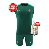 Conjunto Adulto Regata + Shorts Portugal Treinamento Verde 2024/2025 - Eurocopa