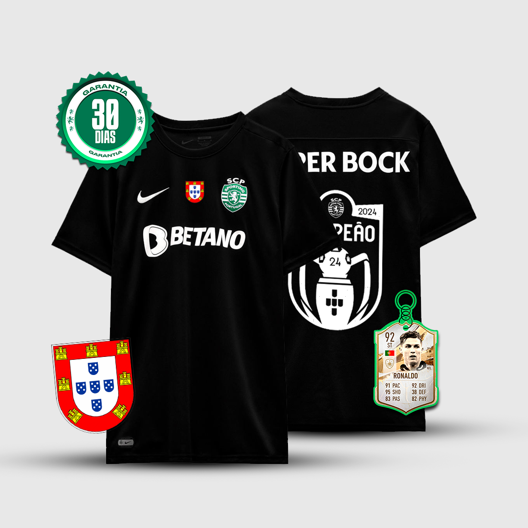 Camisola Sporting CP Back to Black 🏆 - Ed Especial Campeão Nacional 2024