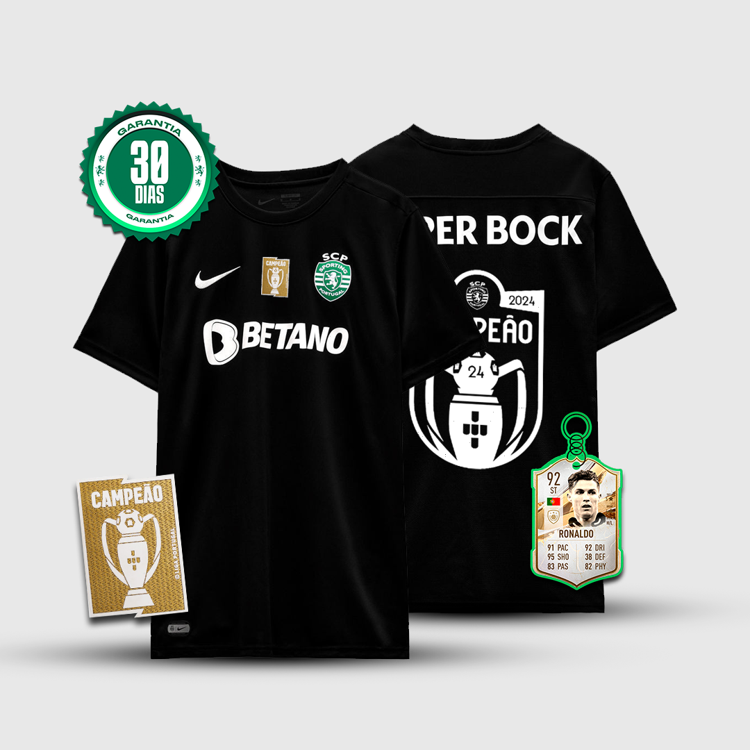 Camisola Sporting CP Back to Black 🏆 - Ed Especial Campeão Nacional 2024