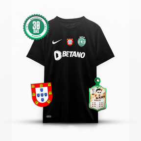 Camisola Sporting CP Back to Black 2023/24 - Preta + Badge Quinas 🦁