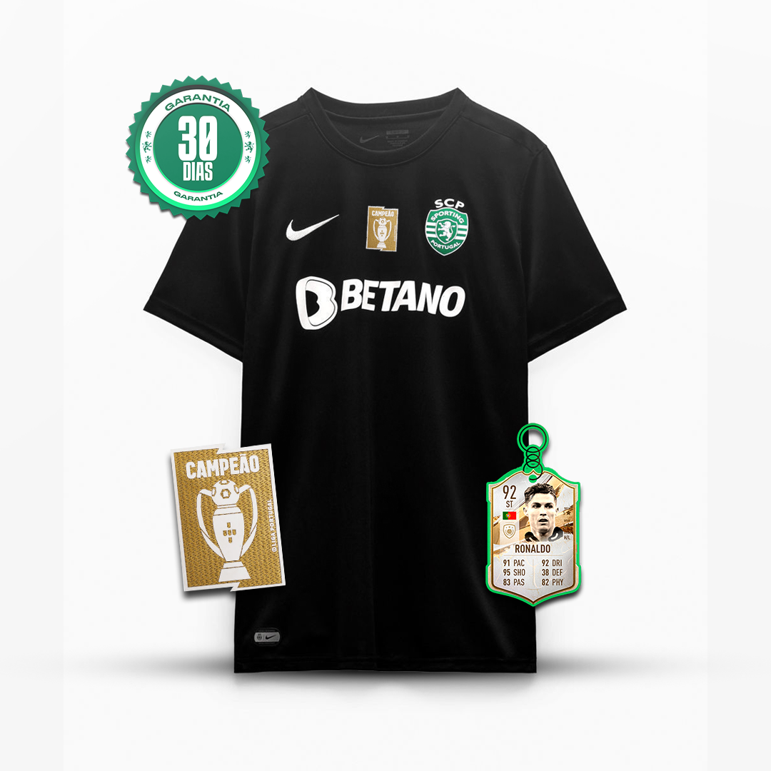 Camisola Sporting CP Back to Black 2023/24 - Preta + Badge de Campeão Nacional 🦁