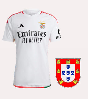 Camisola Benfica Away 2023/24 - Branca - Brasão Portugal