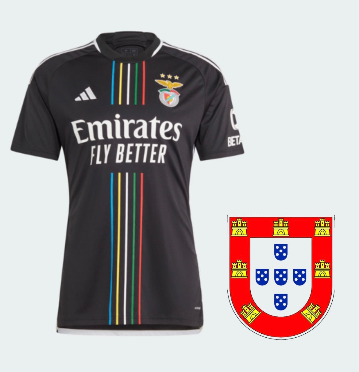 Camisola Benfica Away 2023/24 - Preta - Brasão Portugal