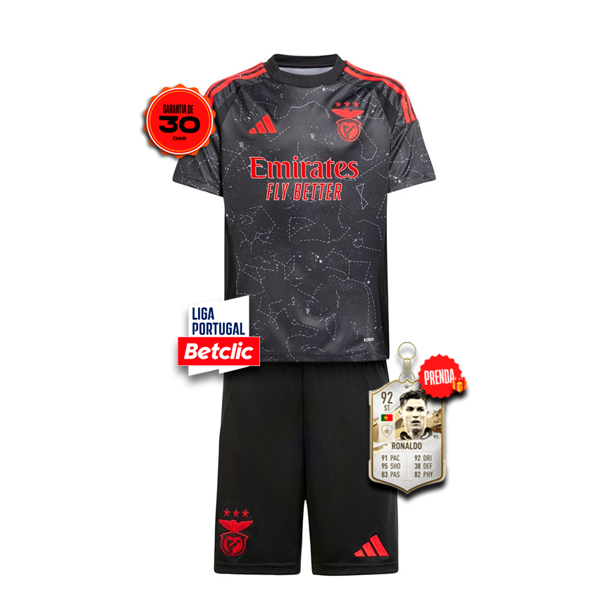 Conjunto Infantil Benfica Alternativo 2024/2025 - LANÇAMENTO + 5 PRENDAS HOJE! 🎁