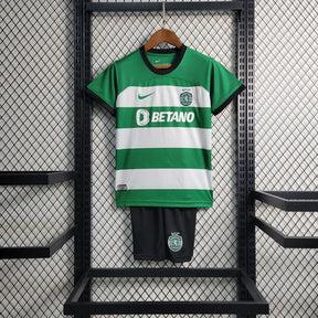 Conjunto Infantil Sporting CP Home 2023/2024 Verde e Branco